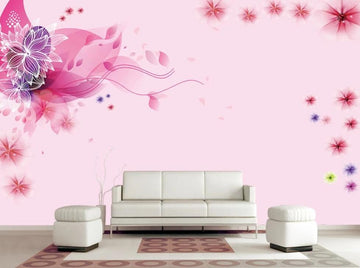 3D Pink Delicate Flowers Are Flowing 1786 Wall Murals