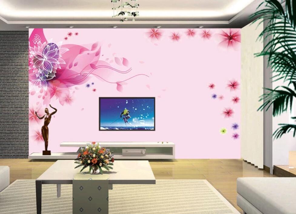 3D Pink Delicate Flowers Are Flowing 1786 Wall Murals