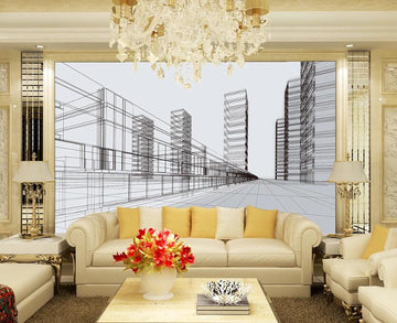 3D The Building Outlined By Black Lines 1826 Wall Murals