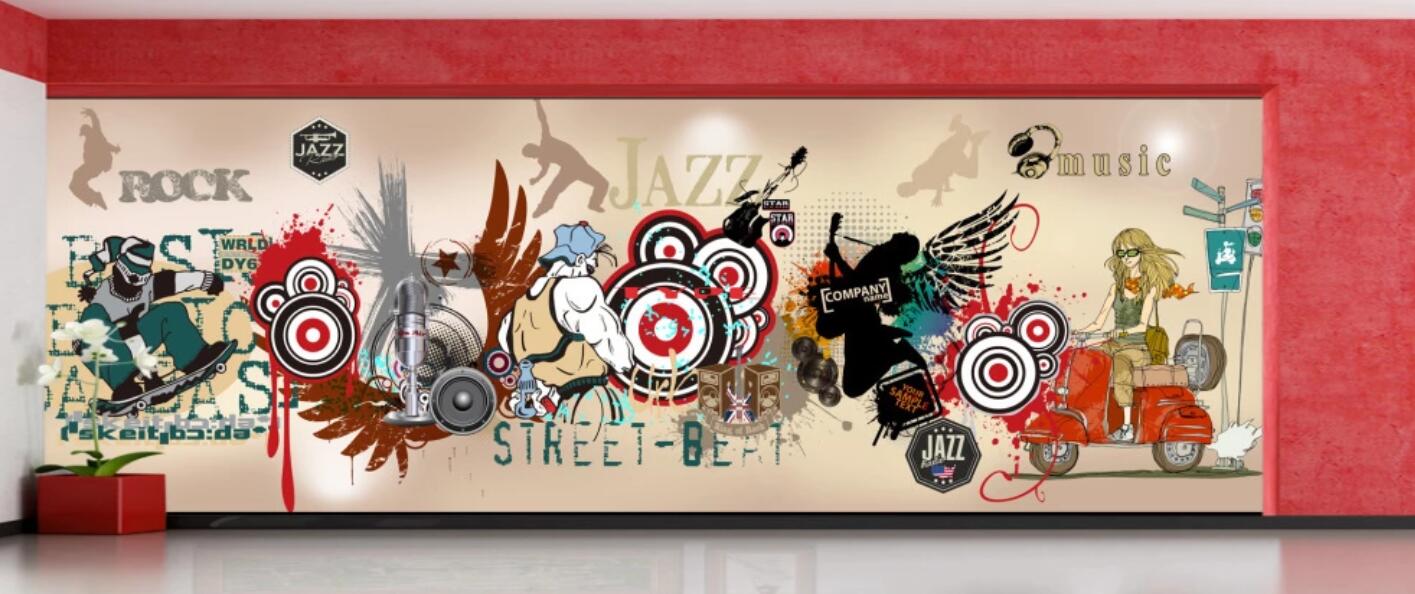 3D Pop Collision Of Music 1845 Wall Murals