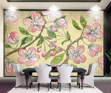 3D Intense Pink Painting Flowers 1878 Wall Murals