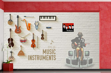 3D Musical Instrument Arrangement 1847 Wall Murals
