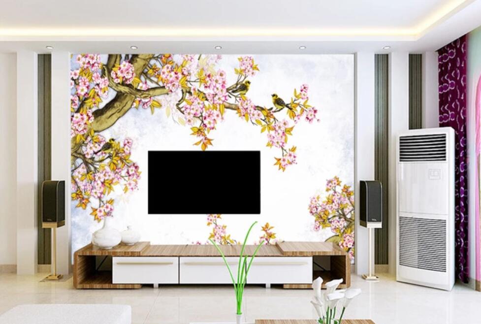 3D Pink Flowers Blooming 1768 Wall Murals