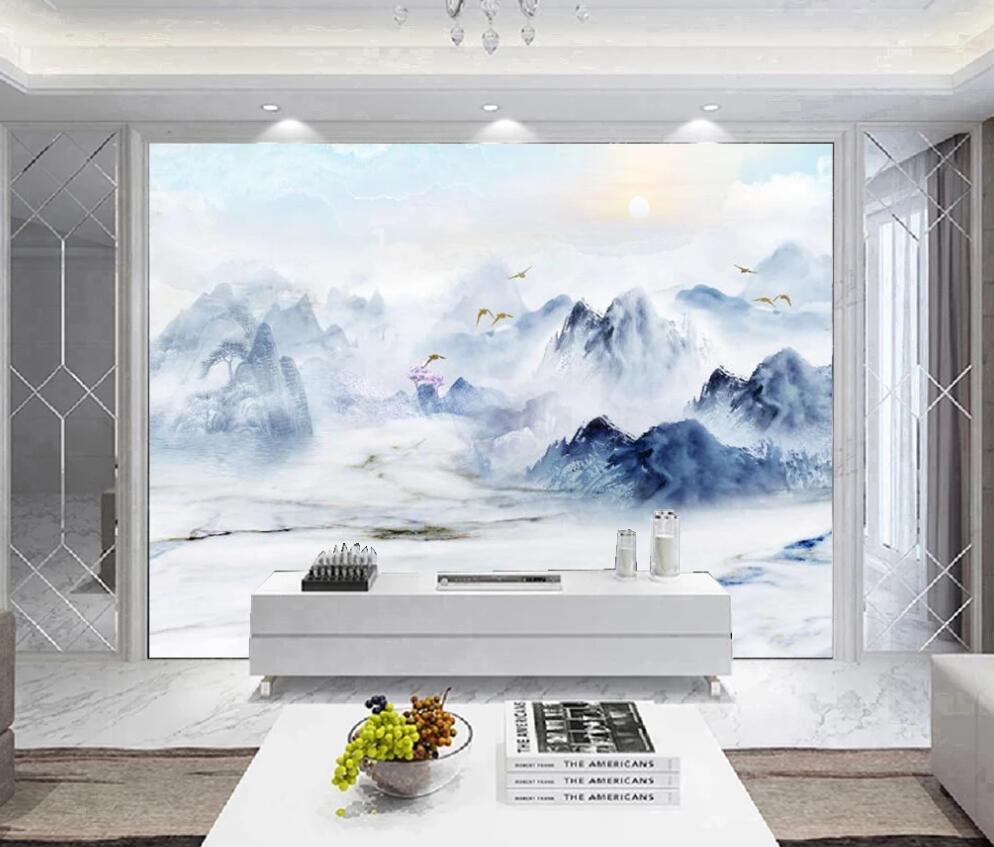 3D Dreamy Stretch Of Blue Mountains 1328 Wall Murals