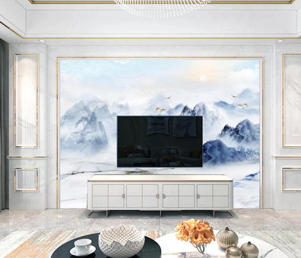 3D Dreamy Stretch Of Blue Mountains 1328 Wall Murals