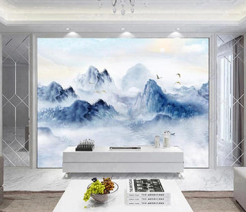3D Clouds And Blue Mountains 1325 Wall Murals