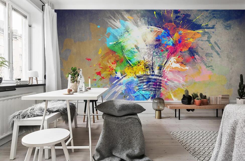 3D Color Paint Outside The Bulb 1843 Wall Murals