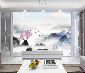 3D Misty Blue Mountains And Asuka 1324 Wall Murals