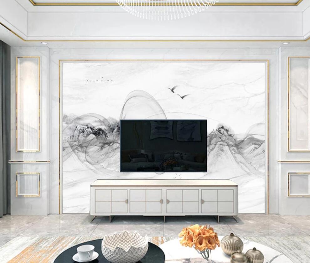 3D Winding In Pale Ink 1317 Wall Murals