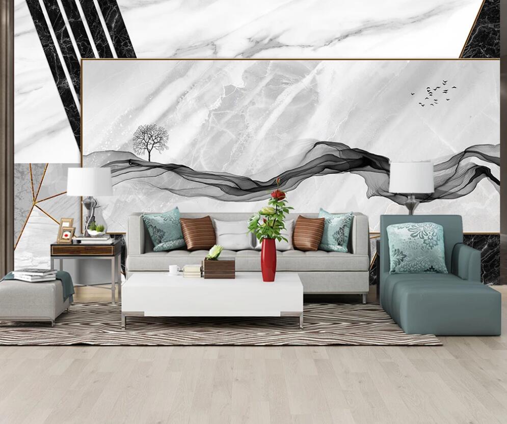 3D Stacked Geometric Ink Ribbon 1315 Wall Murals