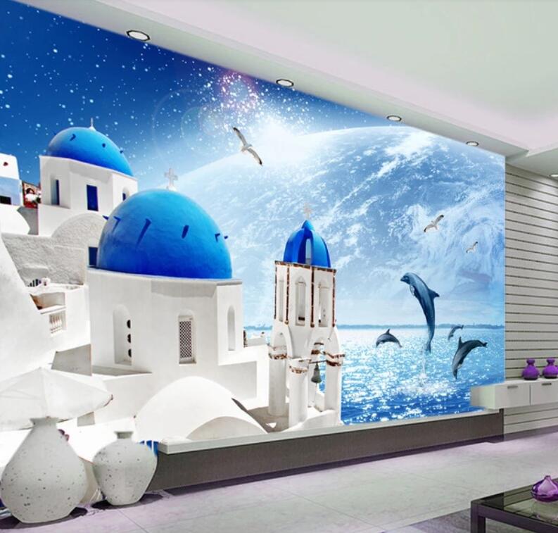3D Blue Ocean And Dolphins 1758 Wall Murals