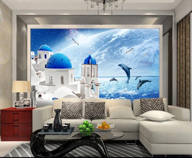 3D Blue Ocean And Dolphins 1758 Wall Murals