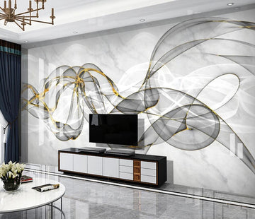 3D Interlaced Golden And Light Ink Ribbons 1309 Wall Murals
