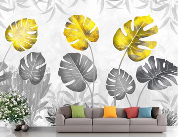 3D Black And Gold Leaves 1939 Wall Murals
