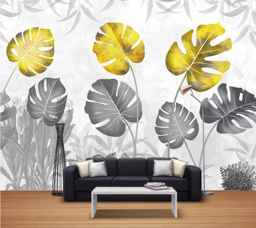 3D Black And Gold Leaves 1939 Wall Murals