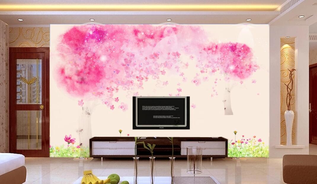 3D Layered Beautiful Pink 1850 Wall Murals