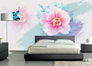 3D Pink Youthful Flowers 1857 Wall Murals
