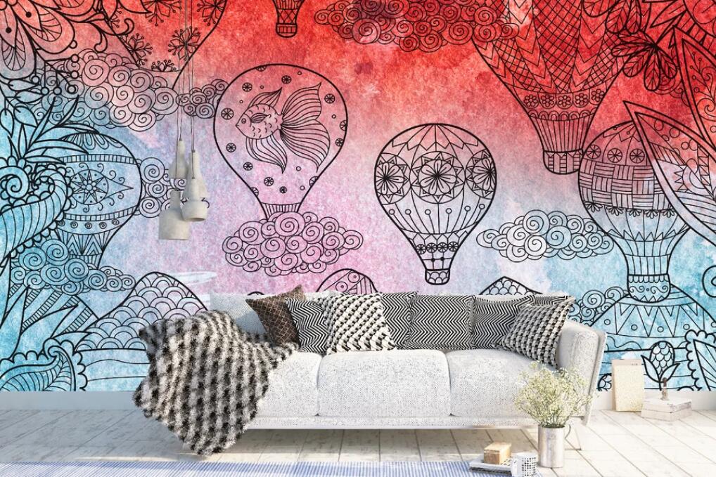 3D Light Outlined By Black Lines 1861 Wall Murals