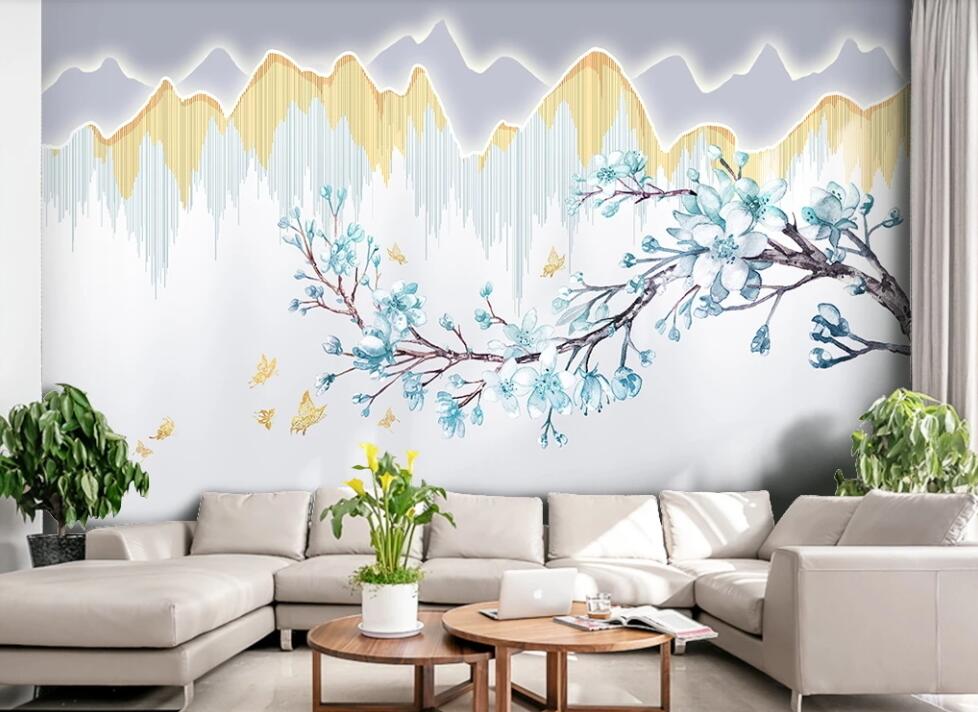 3D Blue Fairy Flowers 1953 Wall Murals