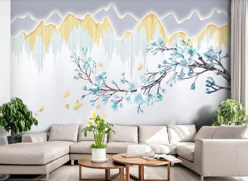 3D Blue Fairy Flowers 1953 Wall Murals