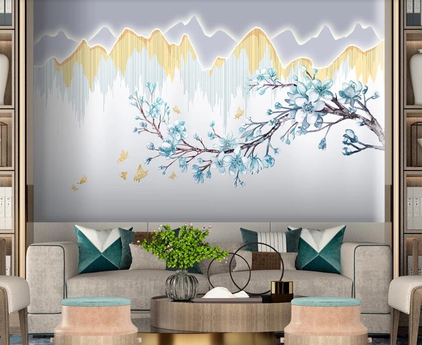 3D Blue Fairy Flowers 1953 Wall Murals