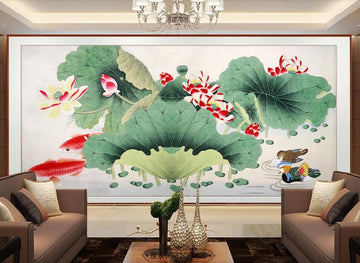3D Wide Lotus Leaf 1867 Wall Murals