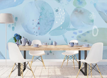 3D Light Blue World 1871 Wall Murals