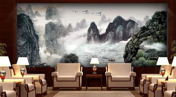 3D Clouds And Dark Mountains 1765 Wall Murals