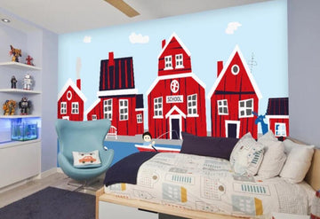 3D Beautiful Red Houses 1780 Wall Murals
