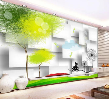 3D White Cascade And Green Trees 1798 Wall Murals