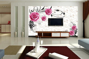 3D Dark Pink Roses 1784 Wall Murals