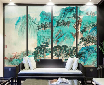 3D Green High Mountains 1877 Wall Murals