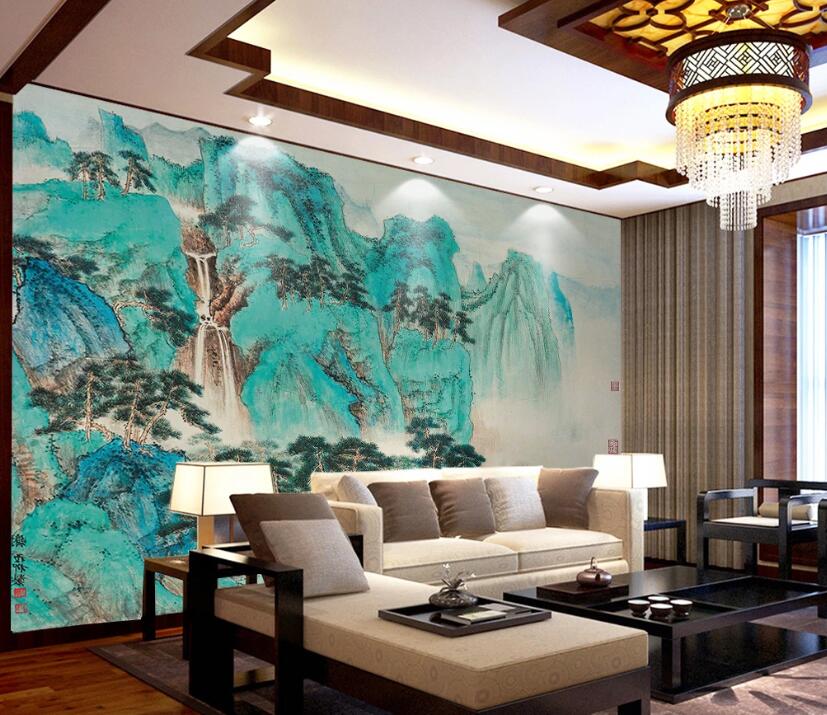 3D Green High Mountains 1877 Wall Murals