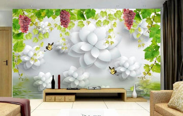 3D Purple Grape Bunch 1804 Wall Murals