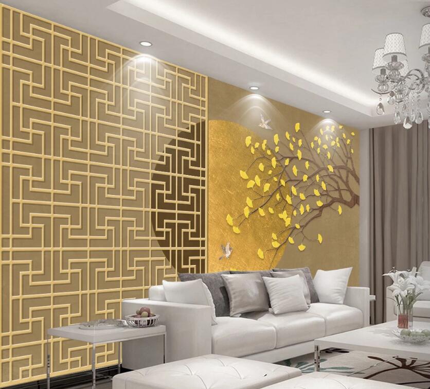 3D Yellow Fallen Leaves 1994 Wall Murals