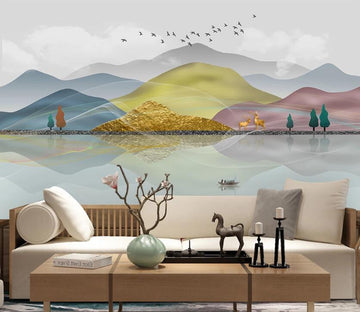 3D Rolling Mountains In Four Colors 1974 Wall Murals