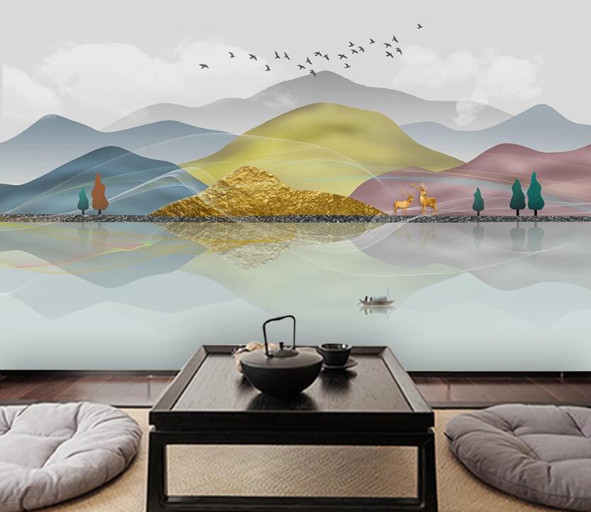 3D Rolling Mountains In Four Colors 1974 Wall Murals