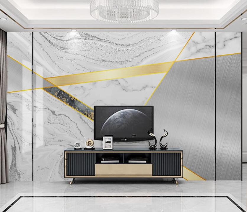 3D Gold And Black Line Cutting 1967 Wall Murals