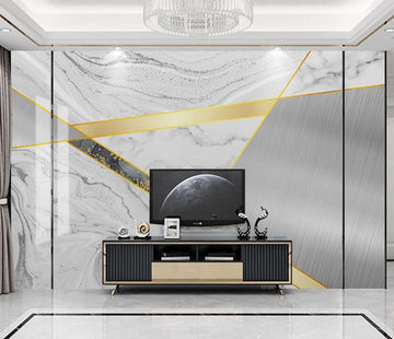 3D Gold And Black Line Cutting 1967 Wall Murals