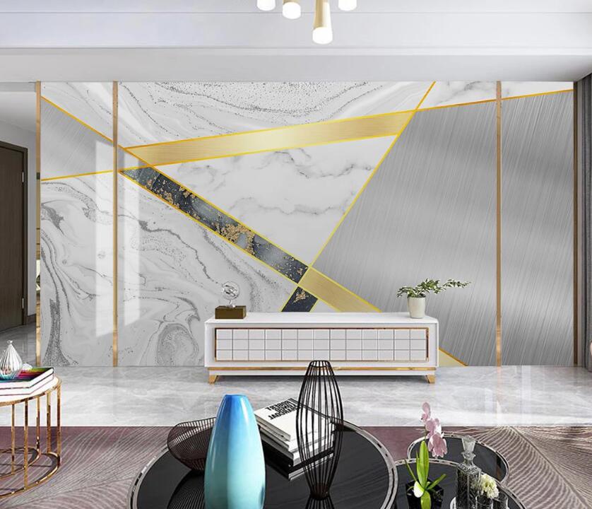 3D Gold And Black Line Cutting 1967 Wall Murals