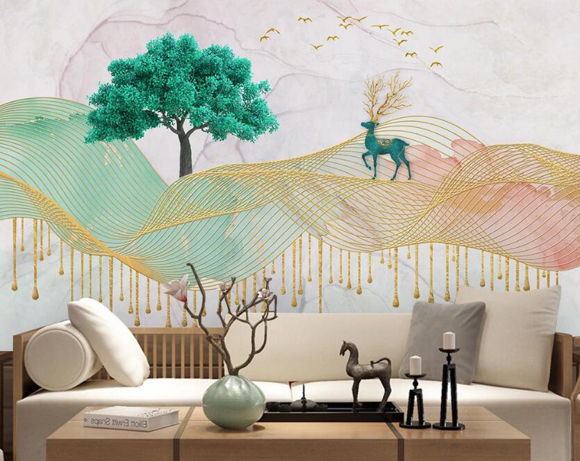 3D Dark Green Spread 1961 Wall Murals