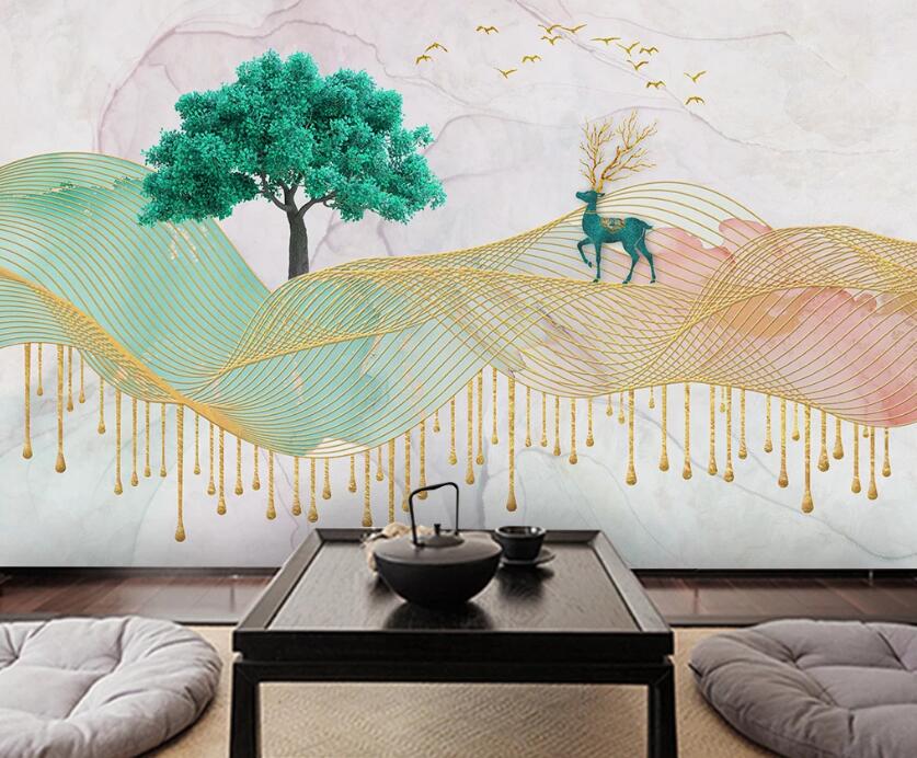 3D Dark Green Spread 1961 Wall Murals