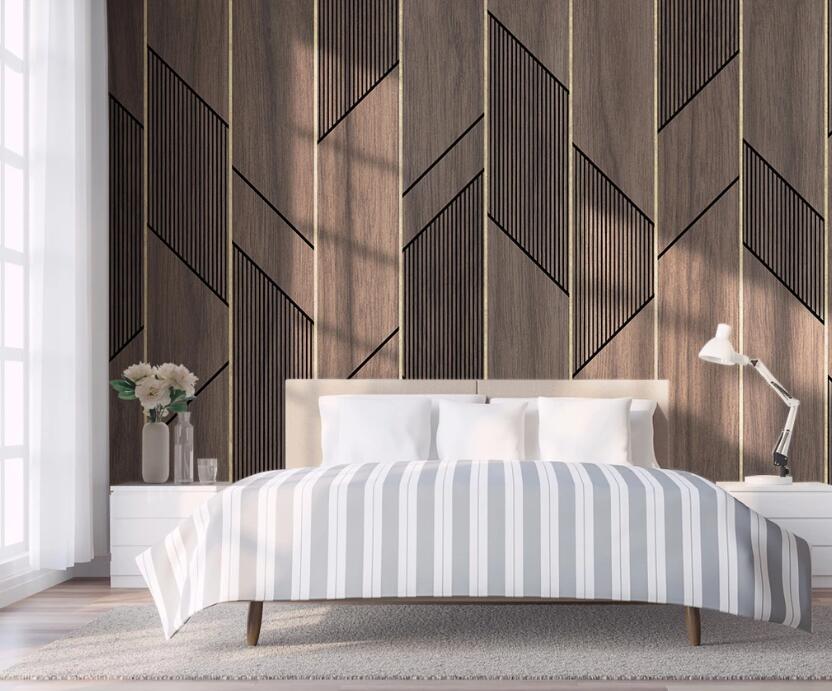 3D Wood Grain Geometric Transfer 1949 Wall Murals