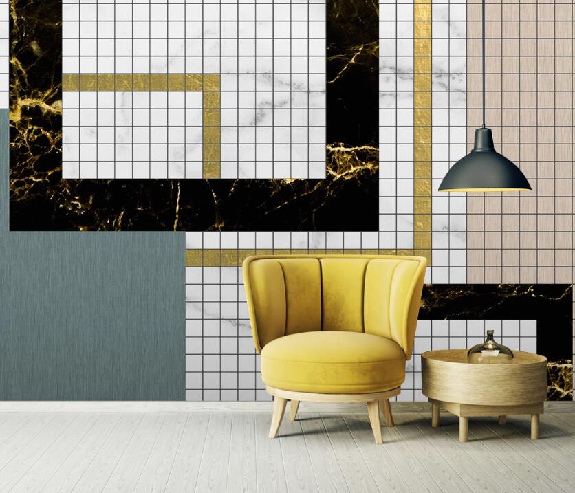 3D Color Split Small White Grid 1948 Wall Murals