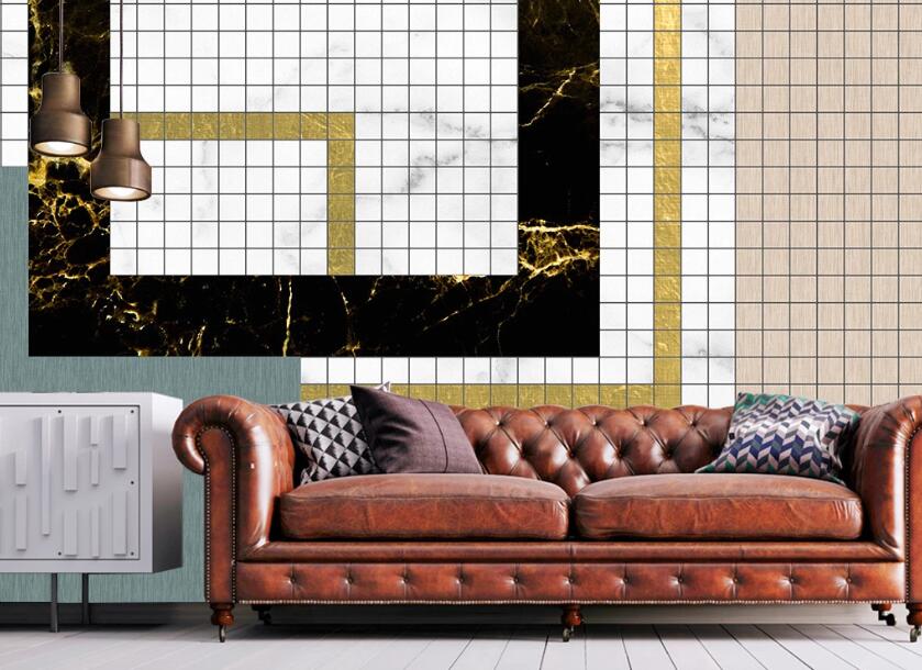 3D Color Split Small White Grid 1948 Wall Murals