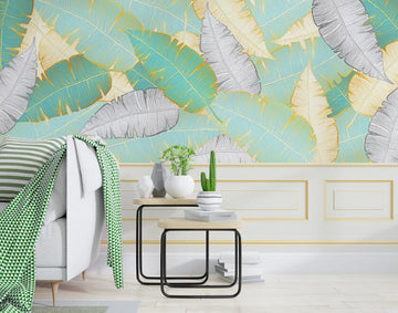 3D Four Colors Of Fresh Leaves 1945 Wall Murals