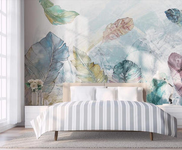 3D Light Color Oil Painting Leaves 1944 Wall Murals