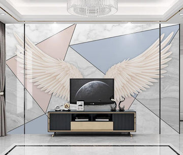 3D Warm White Beautiful Wings 1935 Wall Murals