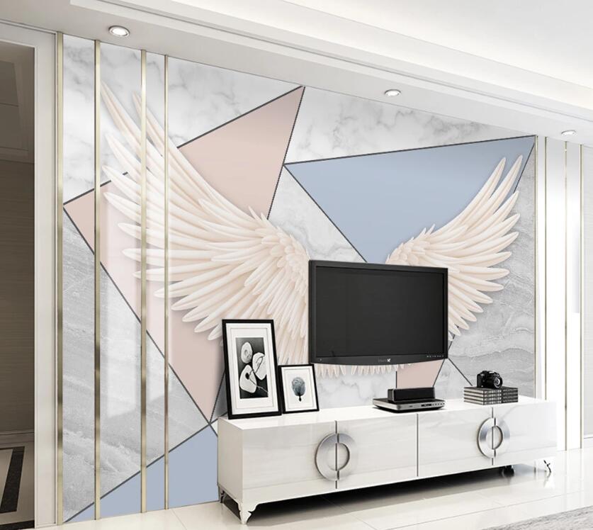 3D Warm White Beautiful Wings 1935 Wall Murals