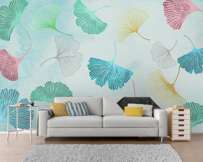 3D Colorful Fan-shaped Leaves 1932 Wall Murals
